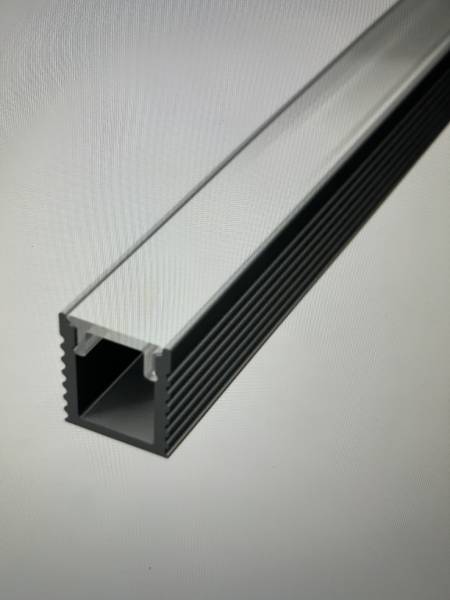 SLIM Aluprofil schwarz mit Abdeckung opal